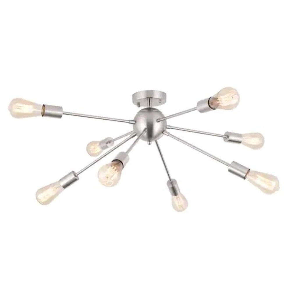 Chandelier Nickel Ceiling Lamp Semi Flush Mount 8-Light Sputnik Light Fixture